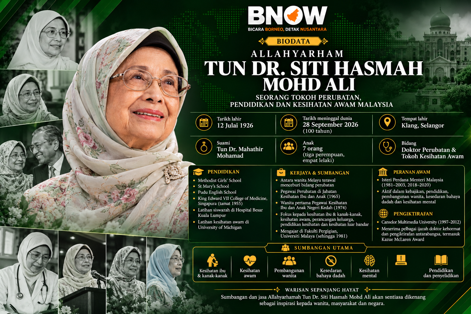 BIODATA ALLAHYARHAM TUN DR. SITI HASMAH MOHD ALI