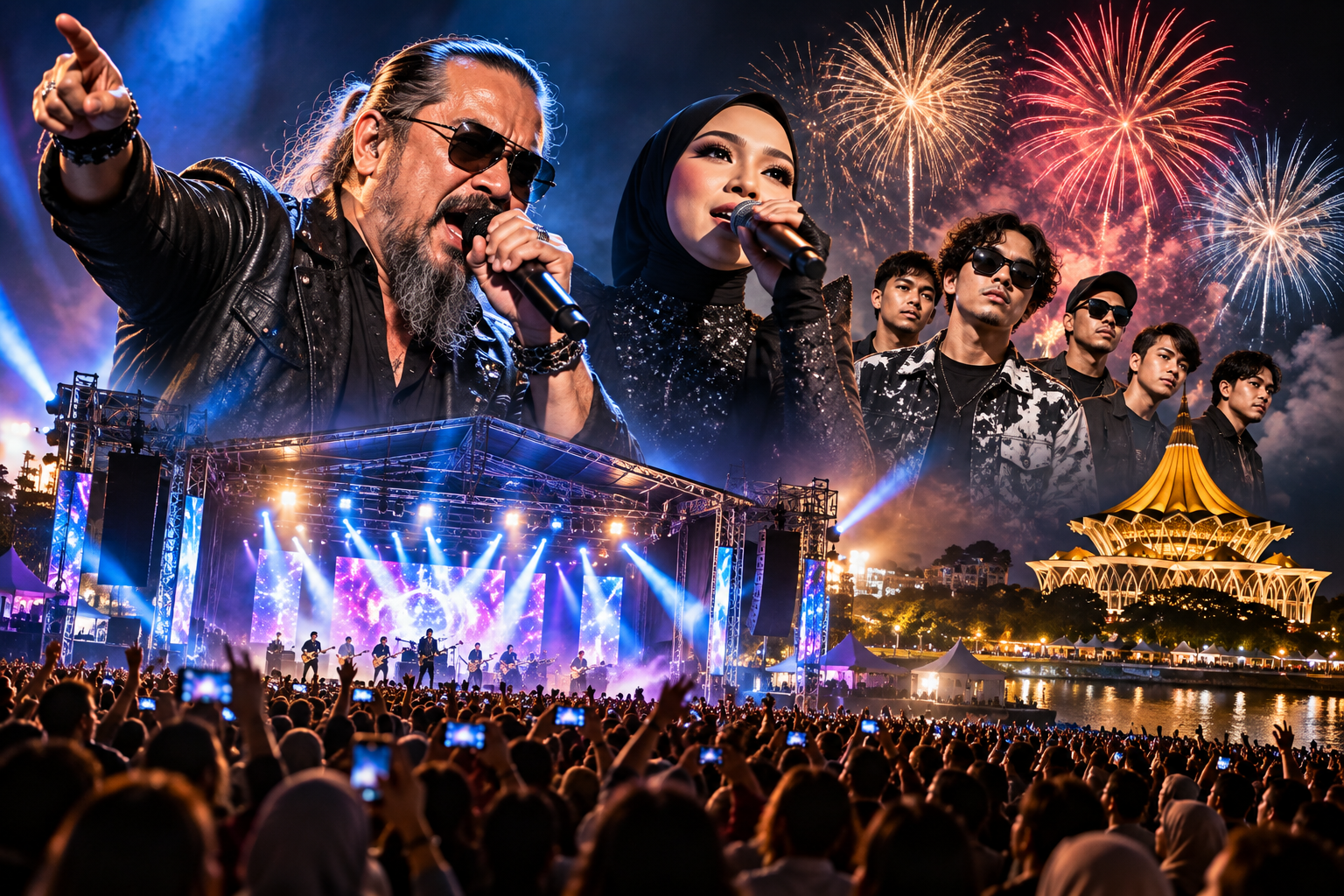 AWIE, AINA ABDUL DAN FLOOR 88 MERIAHKAN KONSERT RAKYAT DI KUCHING