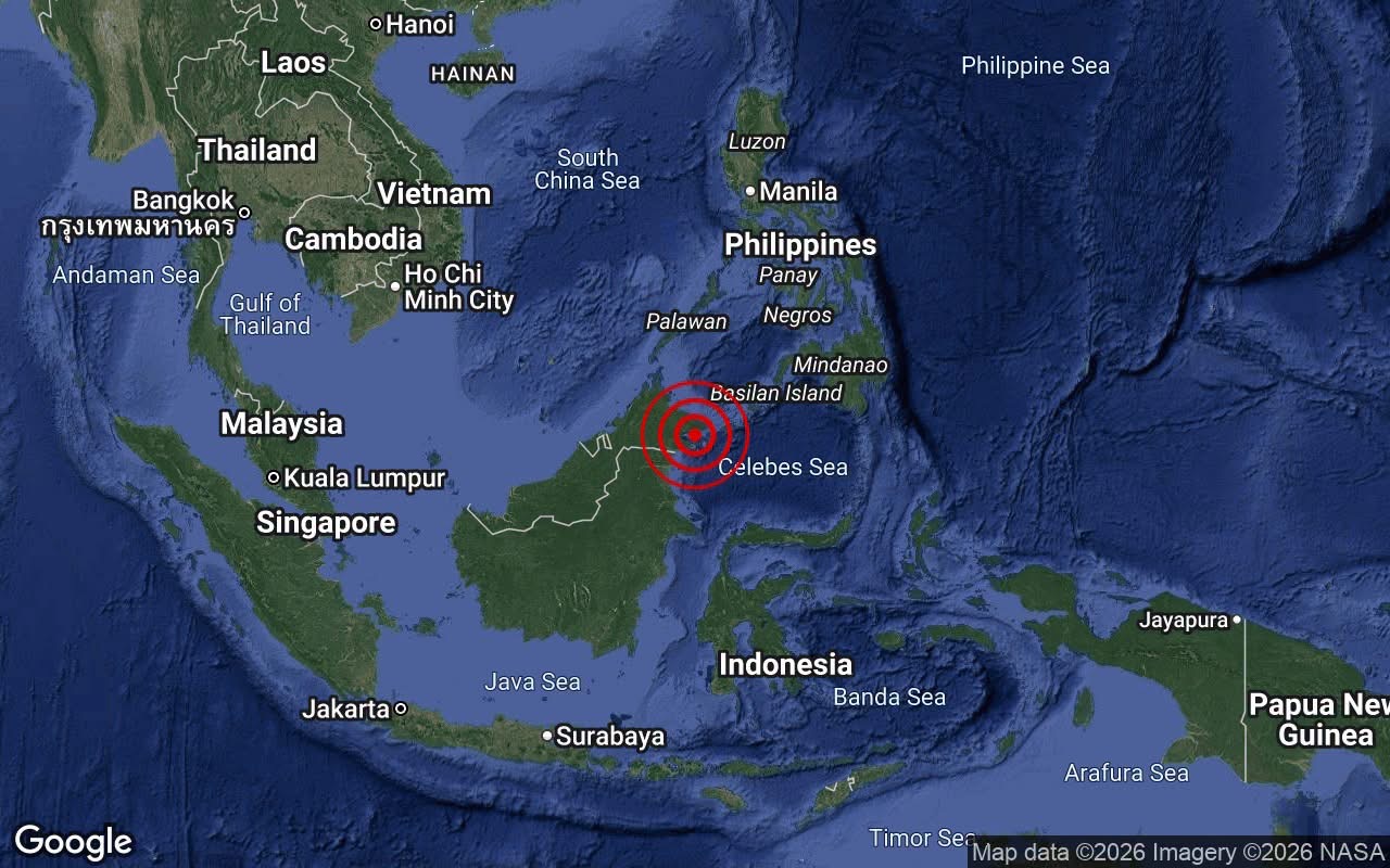 GEMPA BUMI MAGNITUD 5.0 BERLAKU DI PERAIRAN SANDAKAN