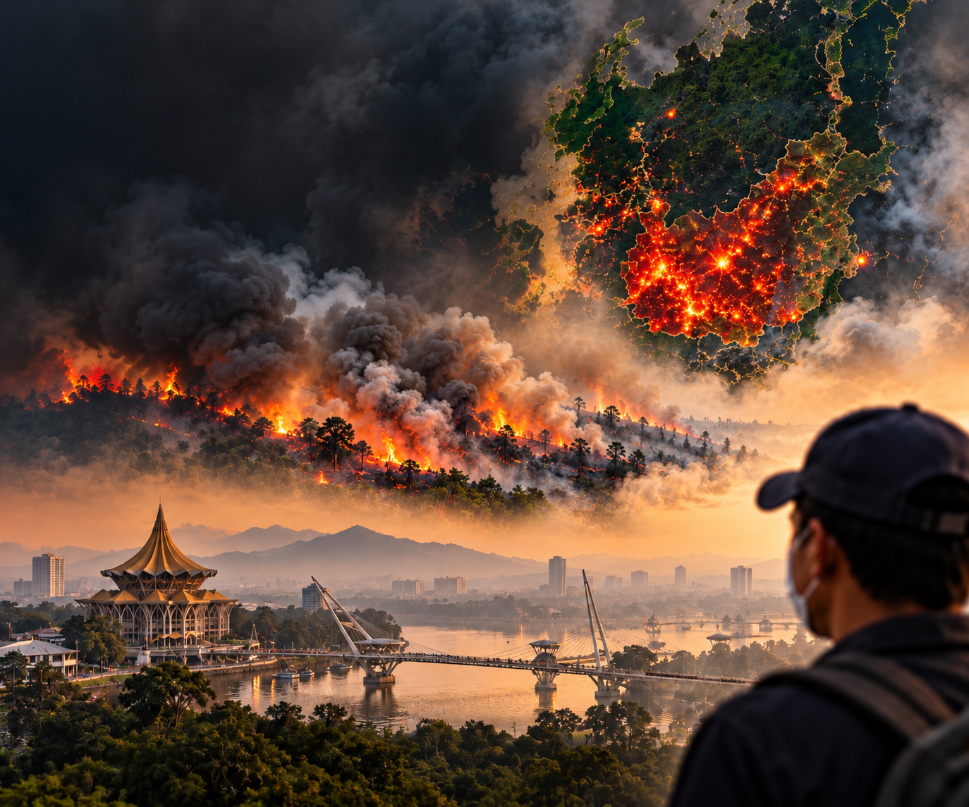 KALIMANTAN TENGAH CATAT 182 TITIK PANAS, JEREBU TERUS MENYELUBUNGI MALAYSIA